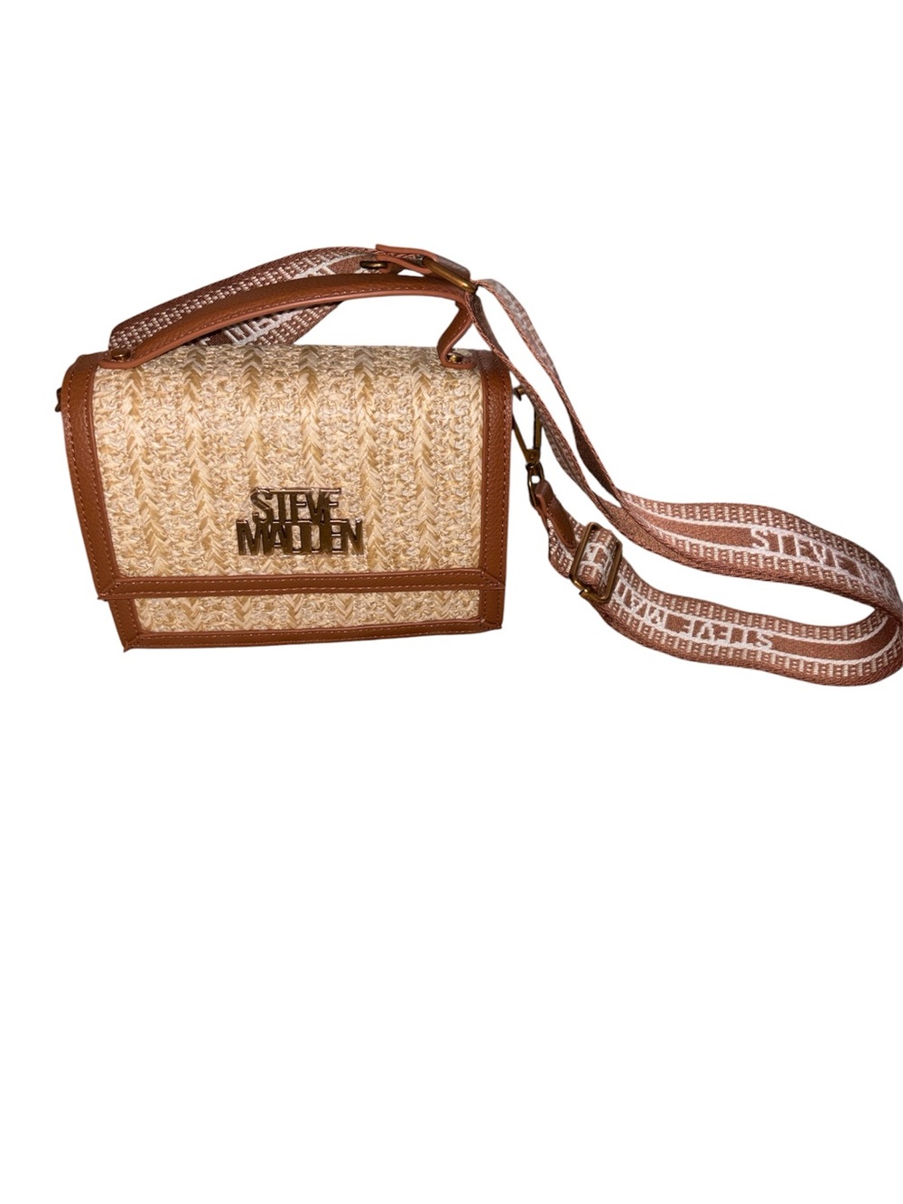 Steve Madden Tan & Natural Woven Mini Crossbody